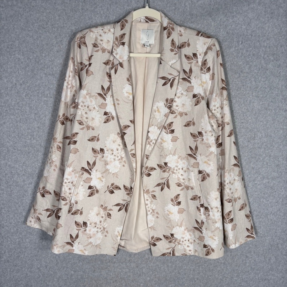 Joie Linen Floral Blazer Small Tan Cream Neutral Feminine Minimalist Tailored